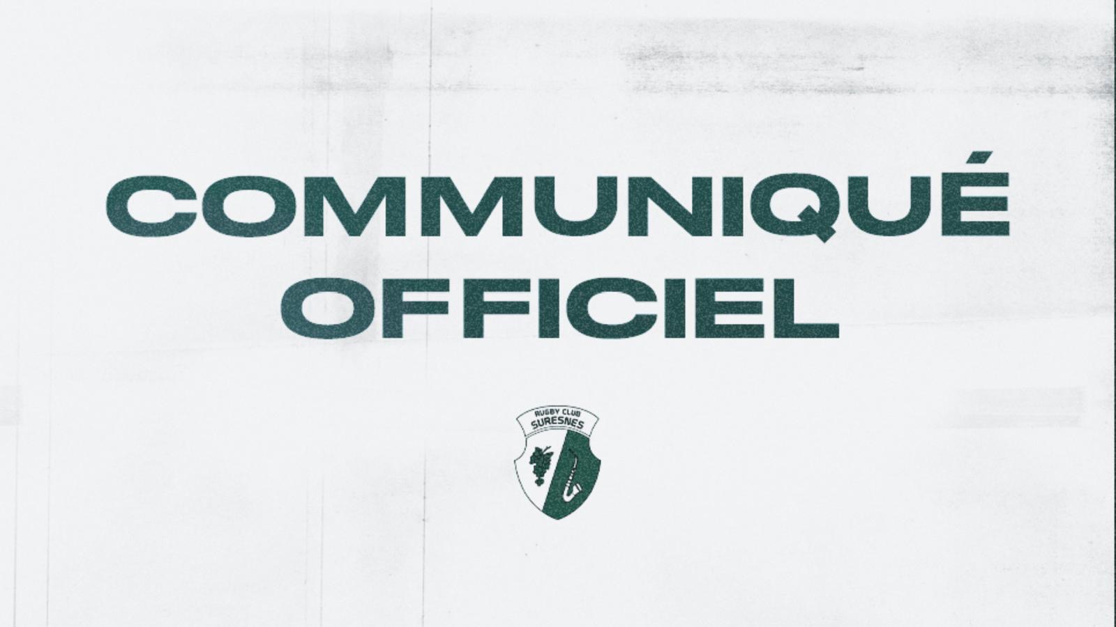 Bannière de communiqué officiel du RC Suresnes